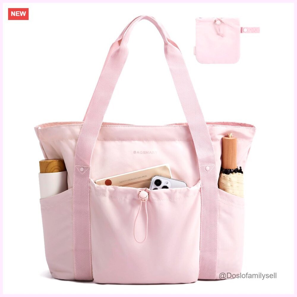Foldable Tote Bag with Drawstring, 20L Capacity, Lightweight Travel Work Gym